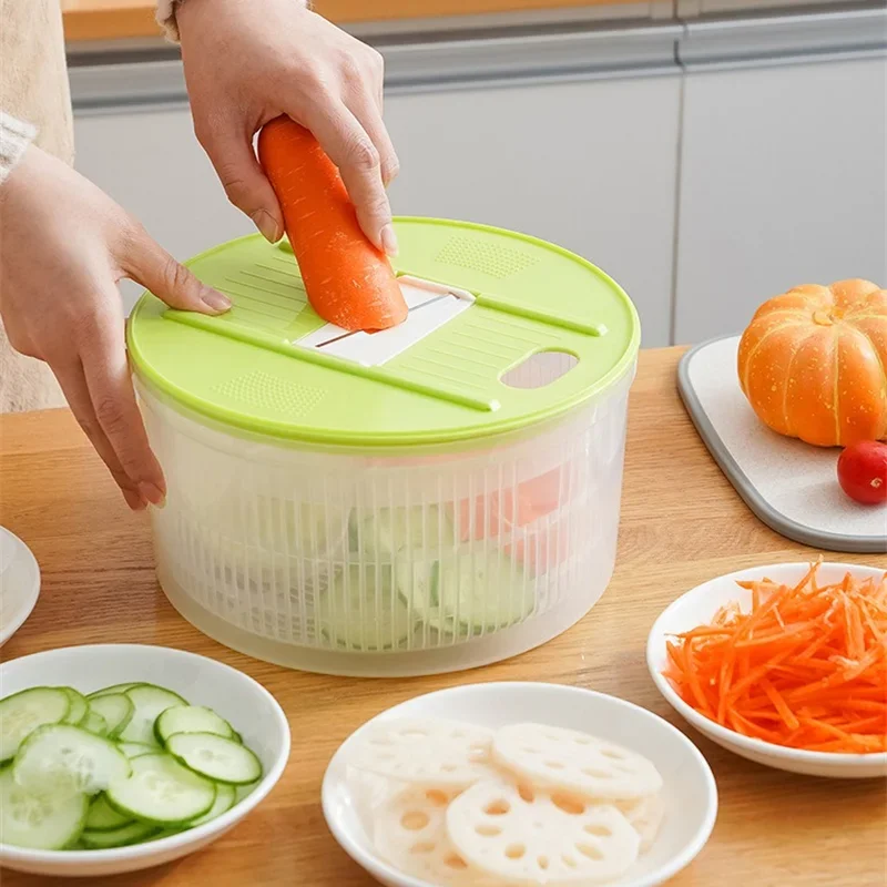 Multifunctional Vegetables Salad Spinner Lettuce Greens Washer Dryer Drainer Crisper Strainer Washing Vegetables Kitchen Tools