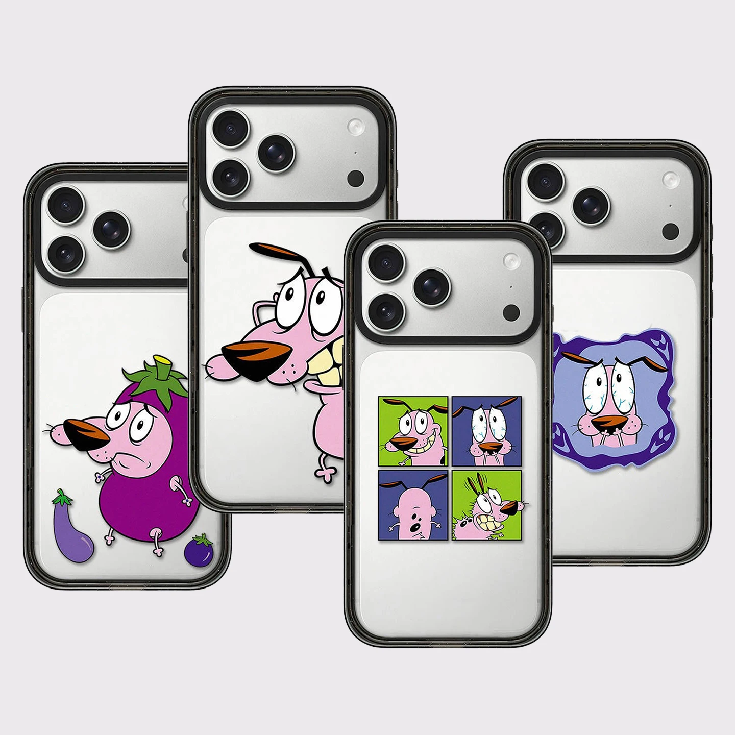 

Eggplant Cartoon Pink Dog Impact Black Border Magnetic Cover for IPhone 13 14 15 16 17 Pro Max Case for IPhone Air