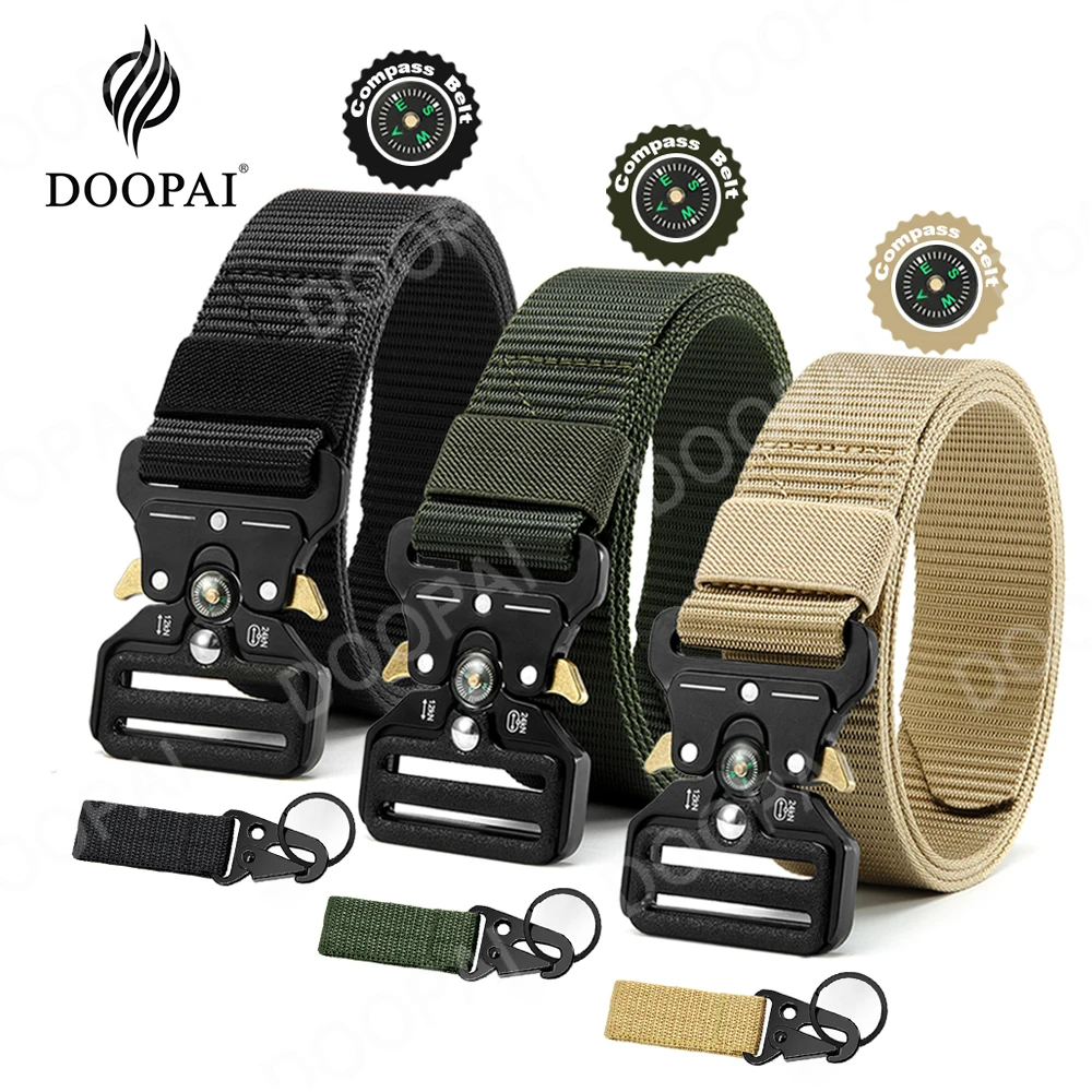 Men's Belt Army Outdoor Hunting Compass Tactical Multi Function Combat Survival Marine Corps Canvas For Nylon Male Luxury Belt