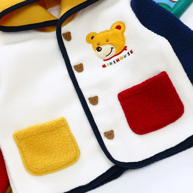 Winter Jacket  Boys Clothes Baby Girl 2022 Cartoon Grandpa Bear Polar Fleece Magic Hooded Coat One Piece 2-8Y