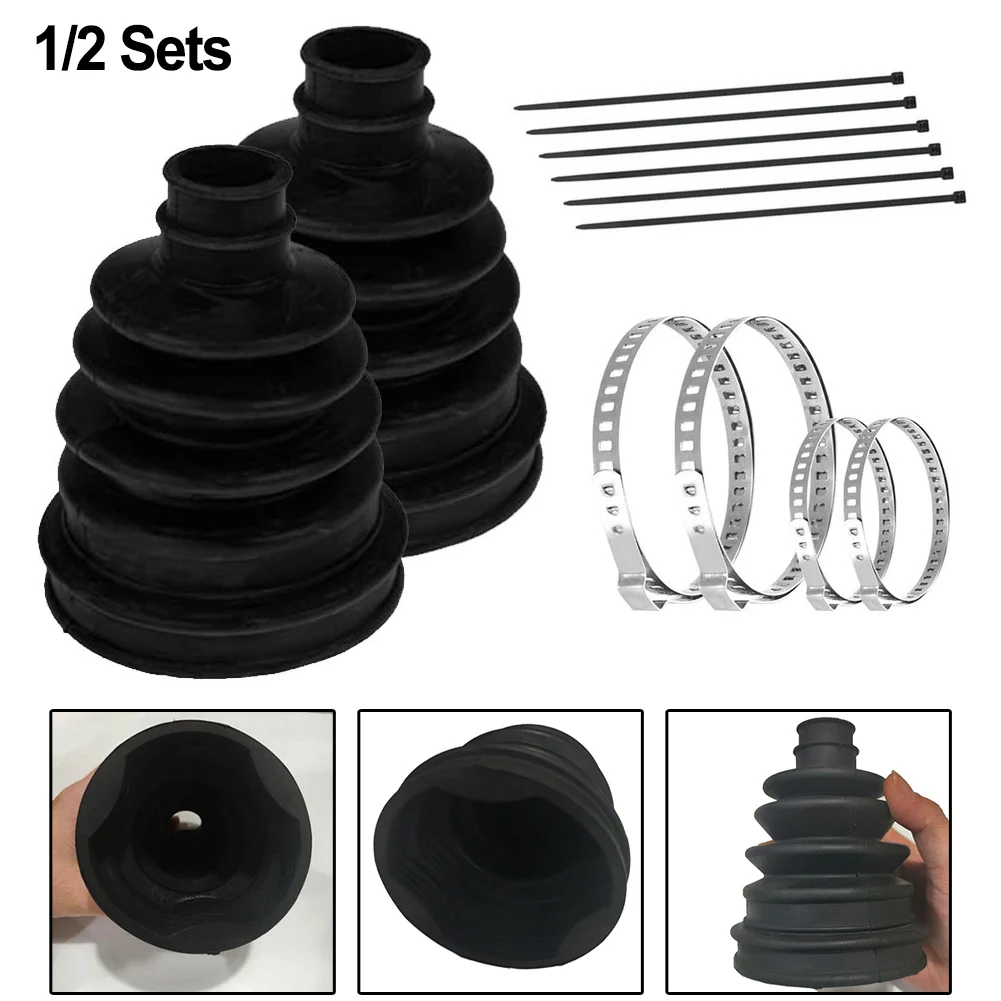 For CV Boot With 4 Stainless Steel Clamps And 6 Cable Ties Axle Boot Repair Kit For Vehicle Drive Shaft Repair Accessories