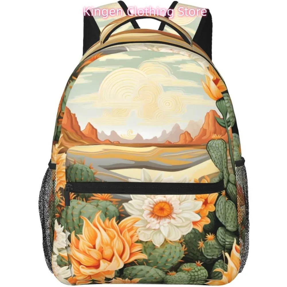 

Легкий рюкзак для ноутбука с цветком кактуса и пустыни, легкий многоцелевой дорожный повседневный рюкзак унисекс, студенческие рюкзаки для мужчин