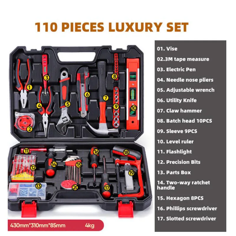 Portable Hardware Repairman Tools Set Kit Professional Box General Household Work Box Repairs Maintenance Metal Carpentry Tools