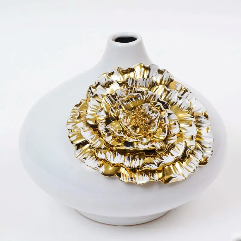 

European light luxury ceramic electroplated vase home decoration living room entrance ornament
