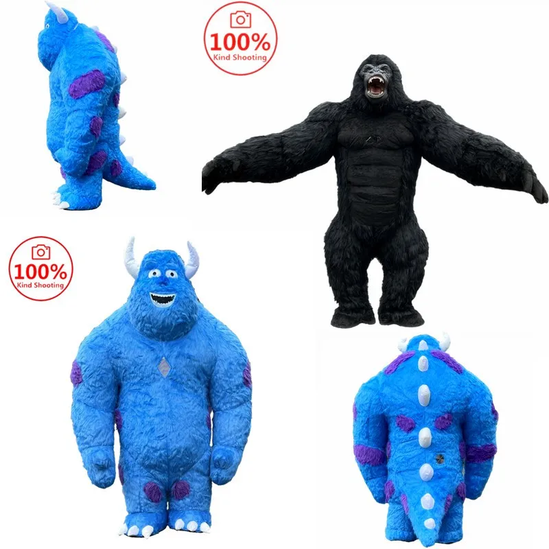 Aufblasbare Kleidung, Gorilla blau haariges Monster Cosplay, aufblasbare Gorilla King Kong Kleidung, Halloween Plüsch Pelz Maskottchen, Ven