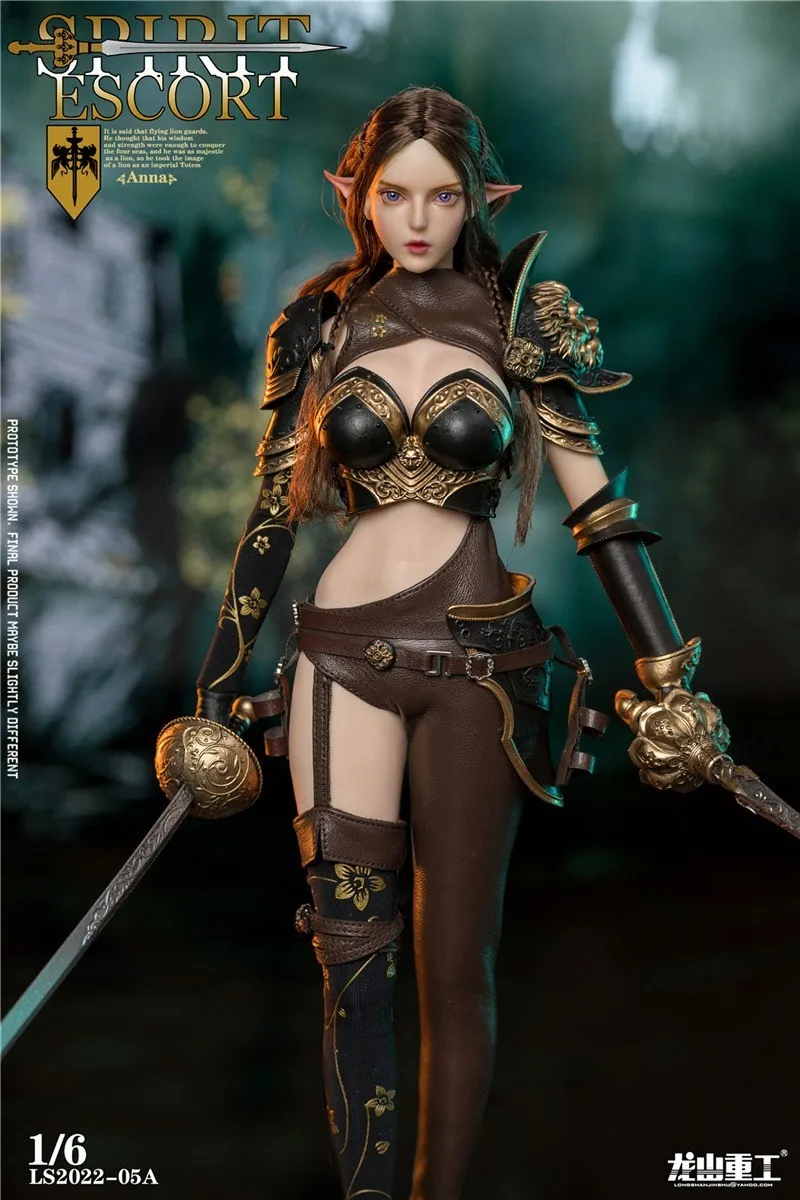 1/6 Scale Seamless Body Action Figure Doll Female Warrior Elf Guard Soldier 12