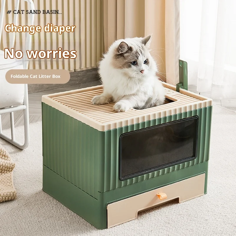 

Closed Foldable Space Saving Cat Litter Box Cat Toilet Indoor Large Odor Control Easy Clean Standby Cat Litter Box Enclosure