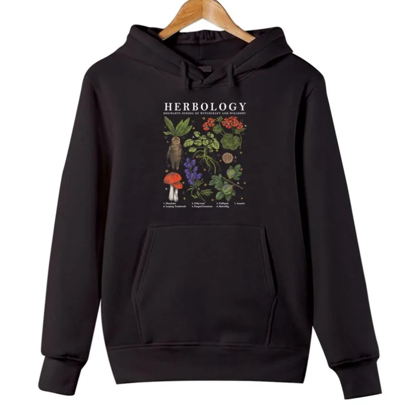 

Herbology Plants Halloween Magical Mushrooms Flowers Vintage World Botanical Tops Youth Fall Casual Hooded Sweater Women Men