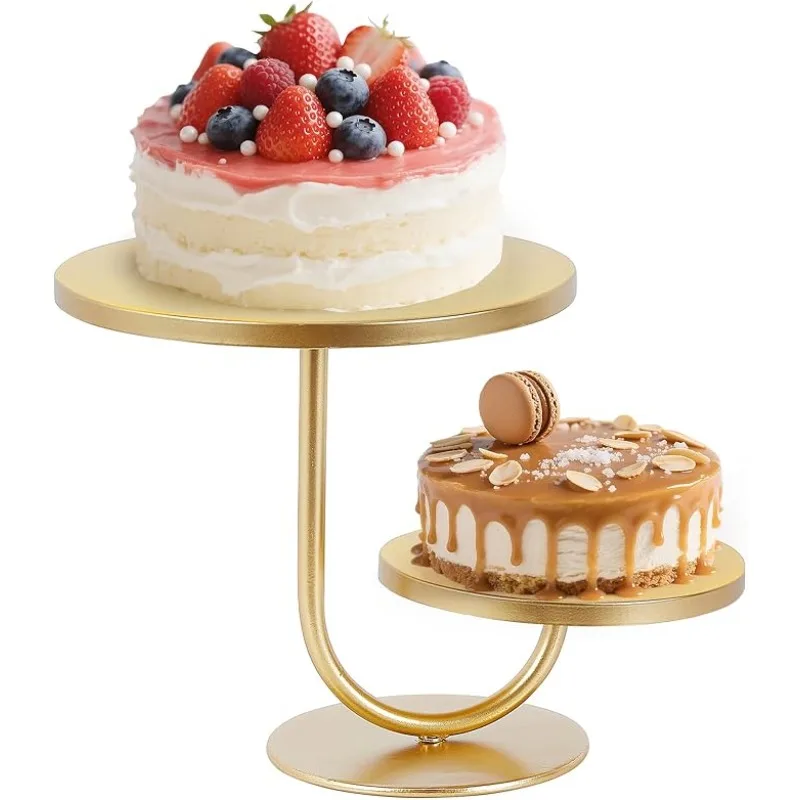 Gold Metal Two Tier Cake Stand for Events