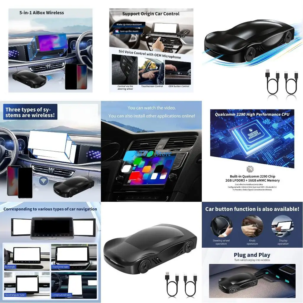 

U13C CarPlay-USB Car Screen Support Wireless for Youtube-Casting Voice Control