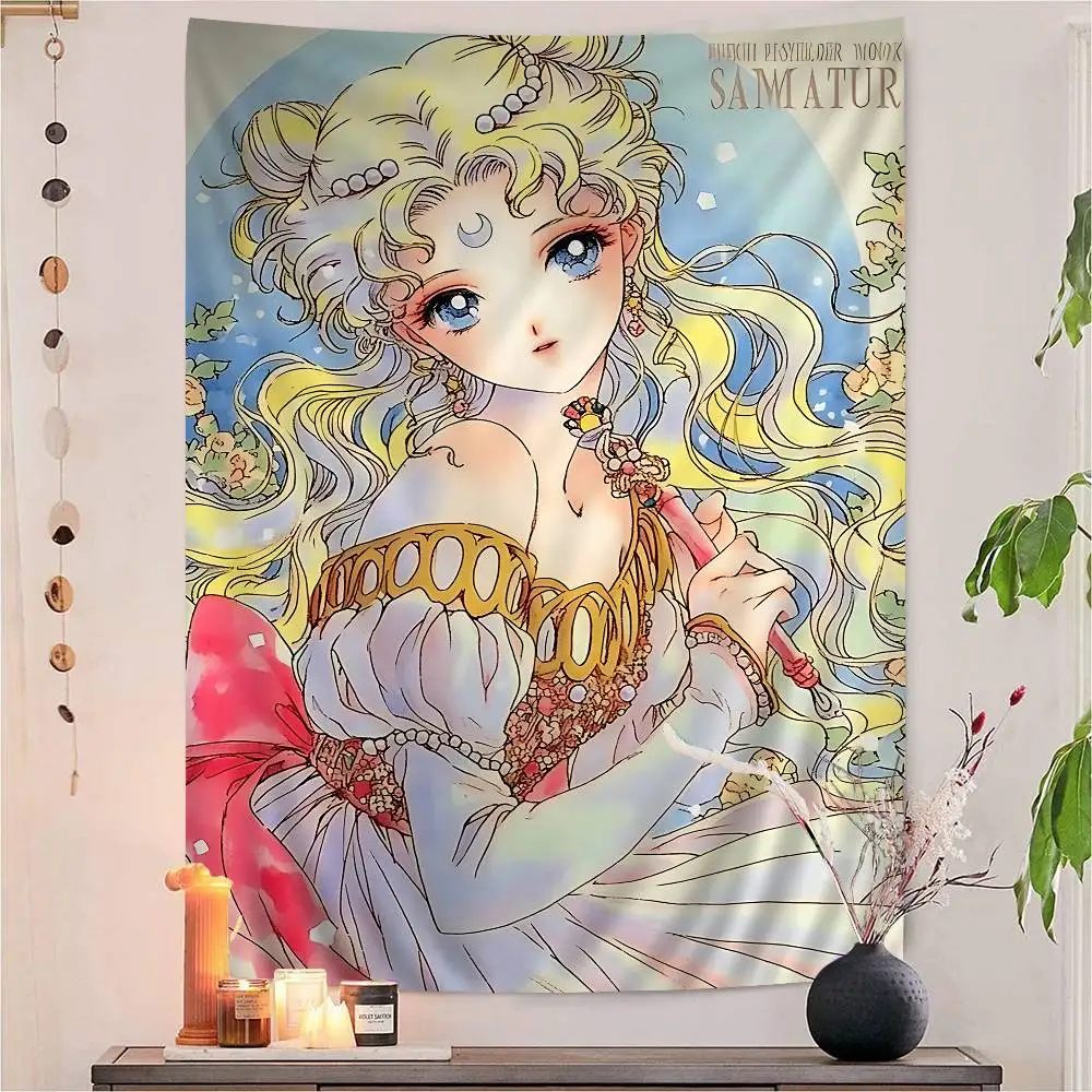 Classic S-Sailor M-Moon Cartoon Tapestry Wall Hanging Decoration Household Home Decor