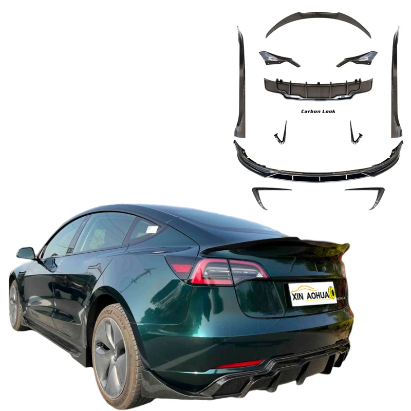 High Quality for Model 3 Upgrade FAST Air Body Kit Car Bumper Auto Parts Carbon Look