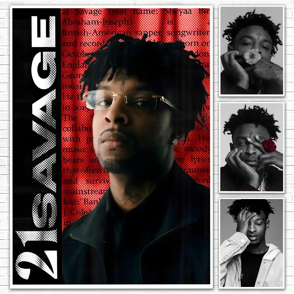 Rapper 21 Savage Poster Poster All-match HD Waterproof Self-Adhesive Wall Art Sticker For Home Bedroom