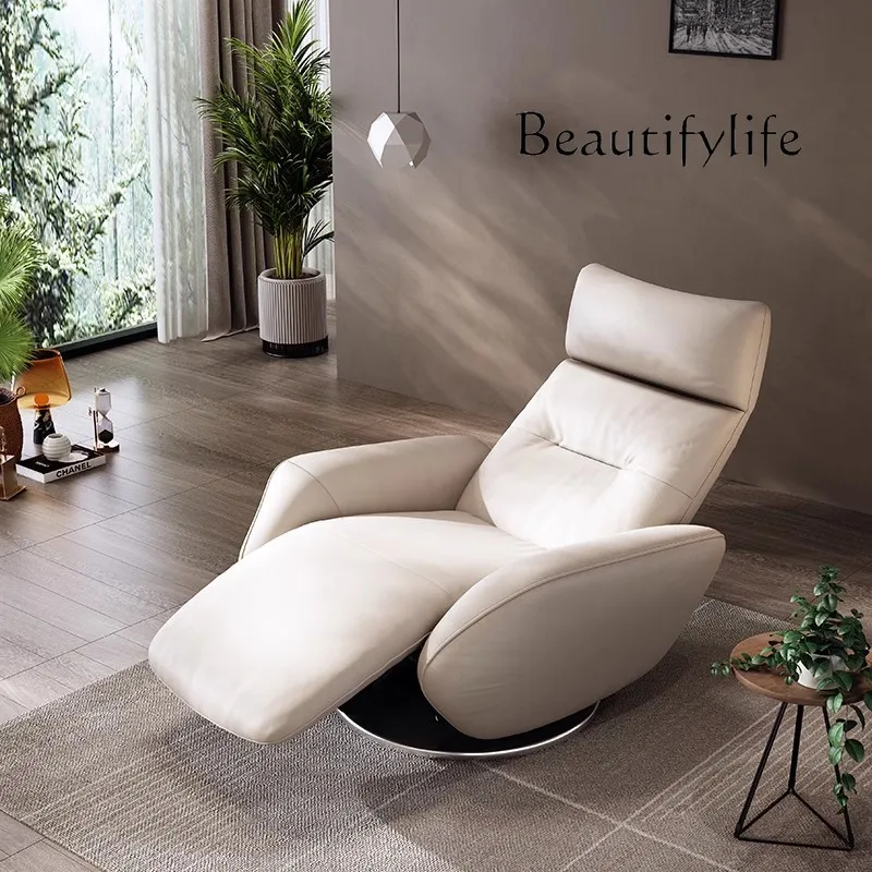 Single Electric Sofa Telescopic Multifunctional Recliner Lazy Living Room First Layer Cowhide Single Chair