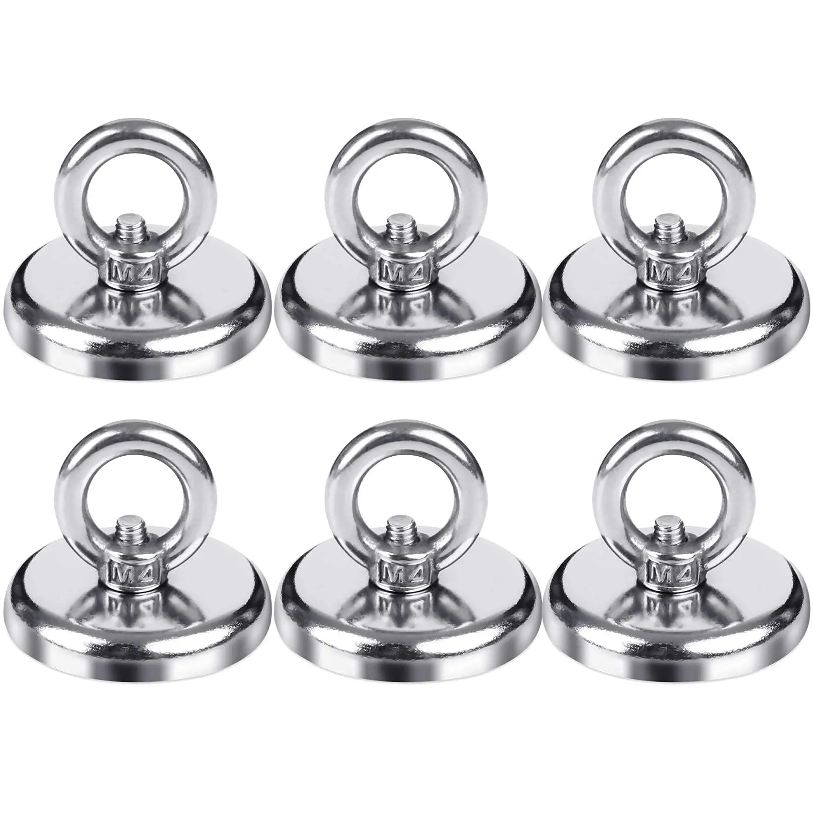 

6Pcs 32mm 2024 Super Strong Magnets New HotSale Magnetic Hooks 100 LBS Heavy Duty N52 Magnet Hooks with Countersunk Hole Eyebolt