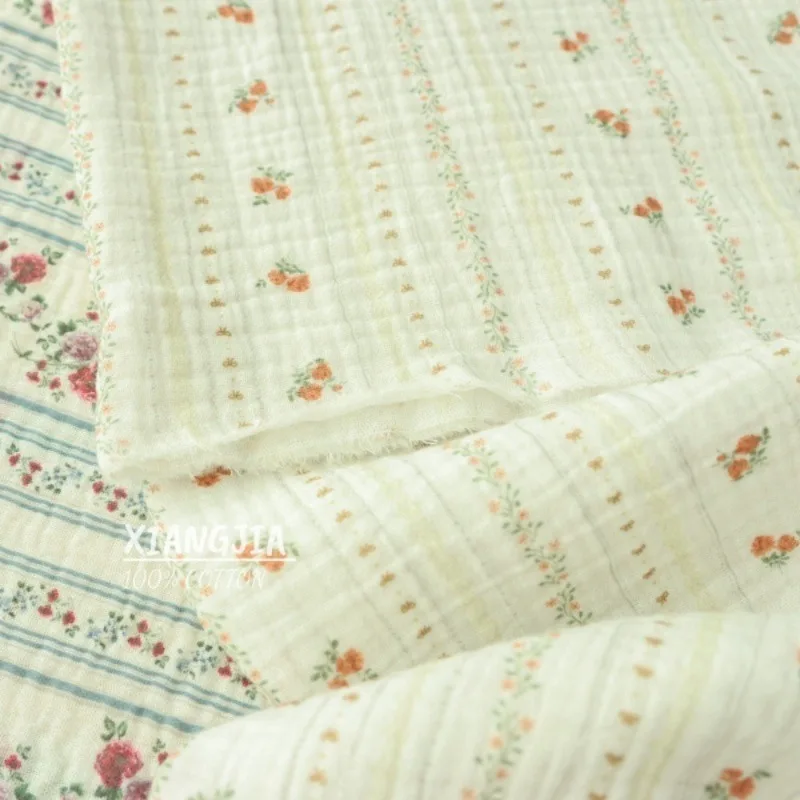 135x50cm Baumwolle Retro Doppellagige Gaze Plissiertes Heimgebrauchs-Lätzchen-Handtuch Decke Schlafkleidung Badetuch Nähstoff – Detail 2