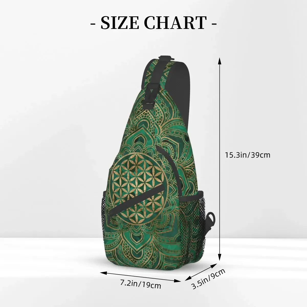 Tas selempang dada Malachite, tas selempang kecil bunga hidup, tas punggung bepergian mendaki bermotif Mandala