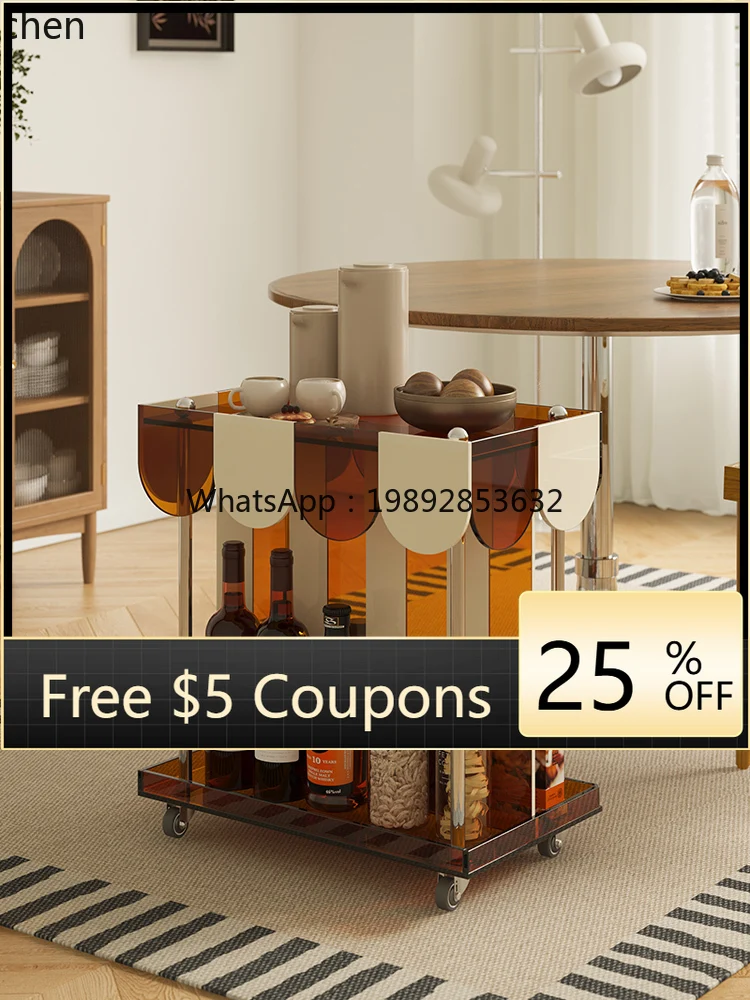 

WW removable trolley rack living room sofa side table dining car side cabinet small coffee table