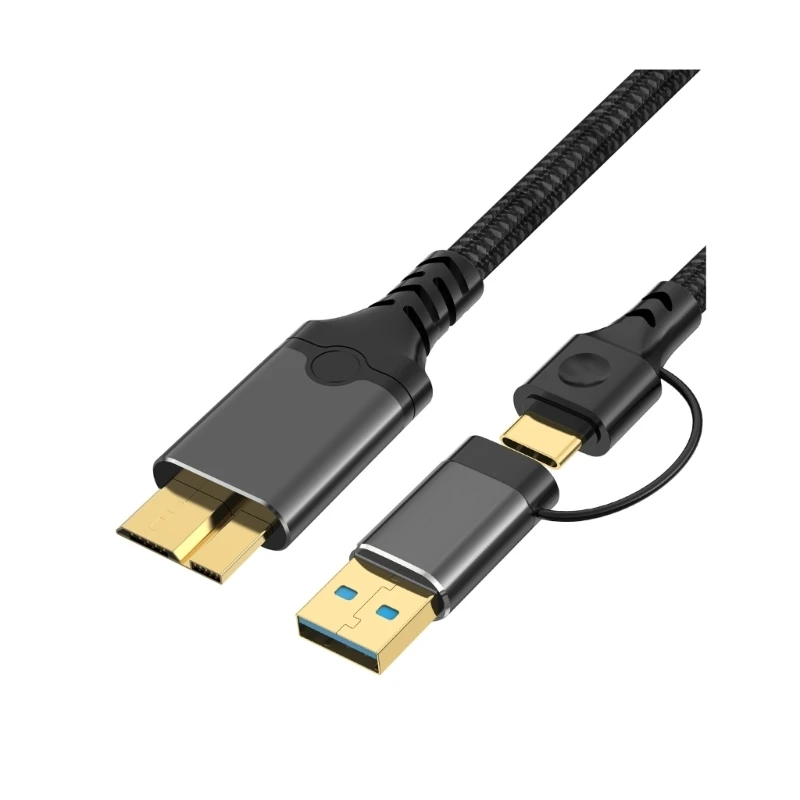 2in1 USB +Type C to Micro B Cable USB3.0 MicroB 10Gbps Data Connector Adapter For phone laptop Hard Drive Disk Camera HDD SSD