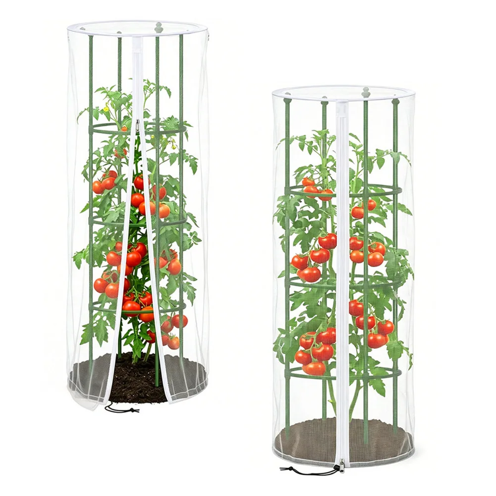 Round Plant Cage Net Garden Bird Netting For Indoor Gardening As Shown Secure Drawstring Fit For Round Tomato Cage