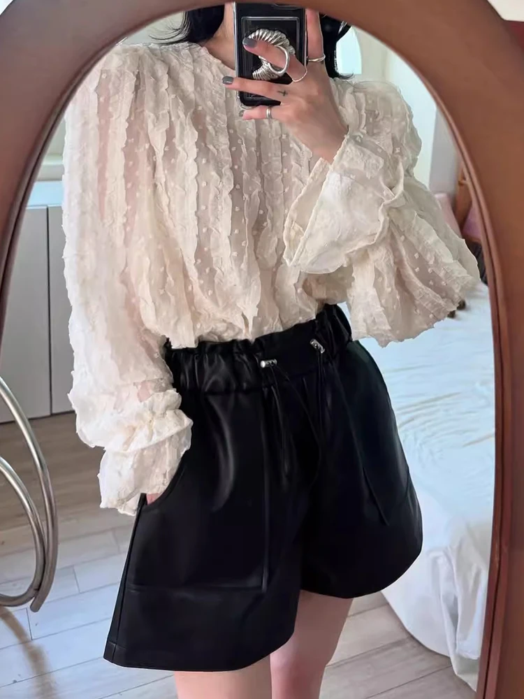 

Korean Chic Autumn New Iniche Design Sense Three-dimensional Lace Casual Versatile Chic Long Sleeved Shirt for Women