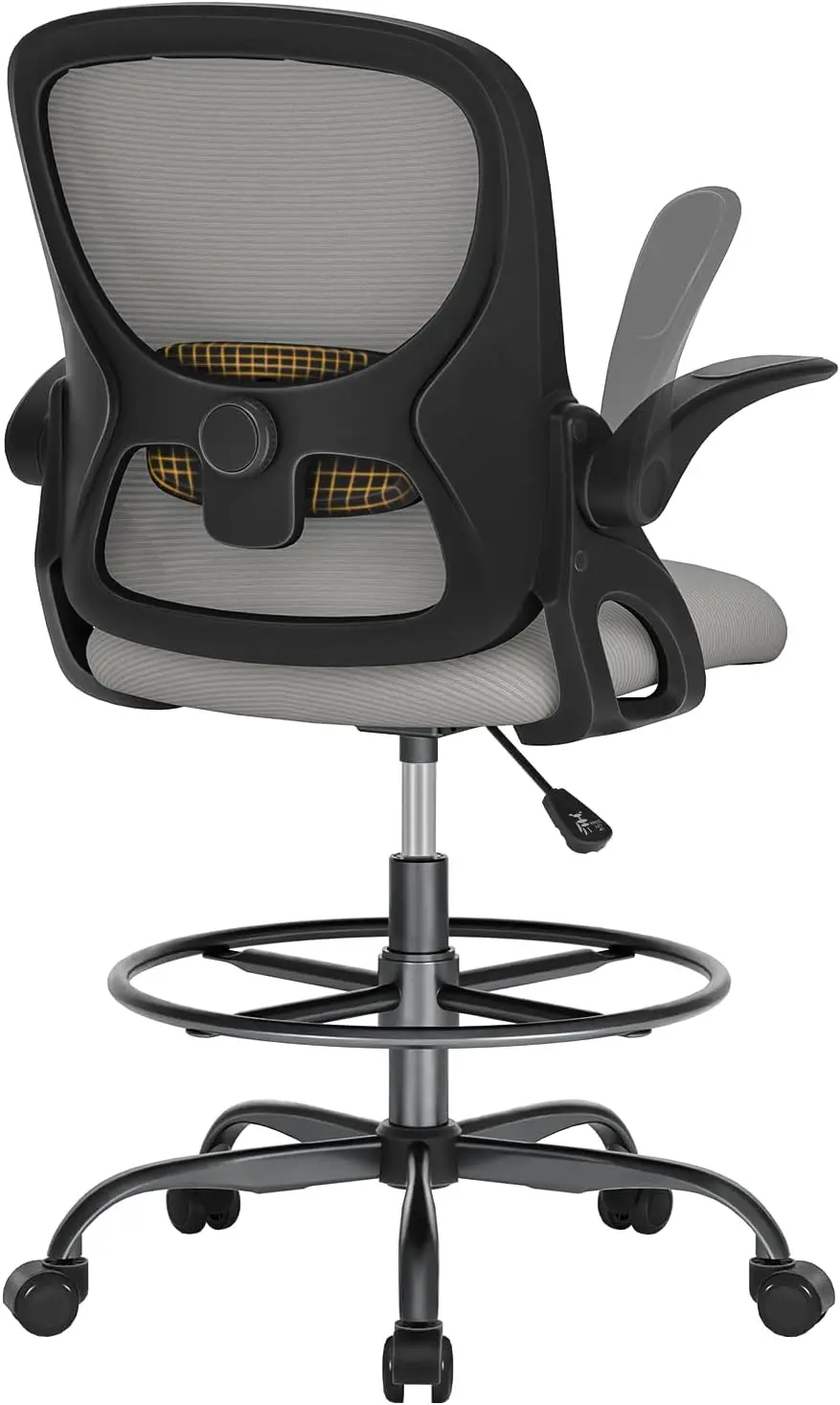 Drafting Chair Tall Office Chair With Flip-Up Armrests Ergonomic Computer Standing Desk Chair With Comfy Lumbar Support And