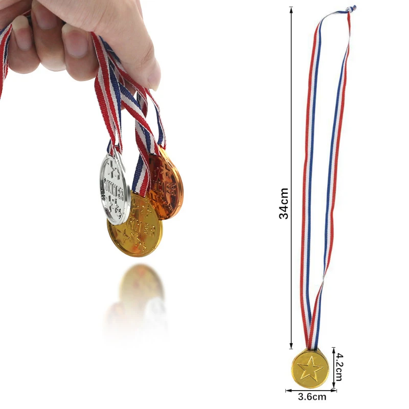 Médaille de récompense en plastique doré pour enfants, jouet, jeux de sport, spectacle de compétition, cadeaux de récompense pour enfants, accessoires de fête