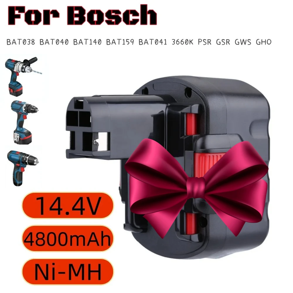 

Аккумулятор 14.4V 4.8Ah для Bosch BAT038, 32614, BAT038, BAT040, BAT140, PSR 14.4VE-2, GDS 14.4V, 35614, BAT041 для электроинструментов