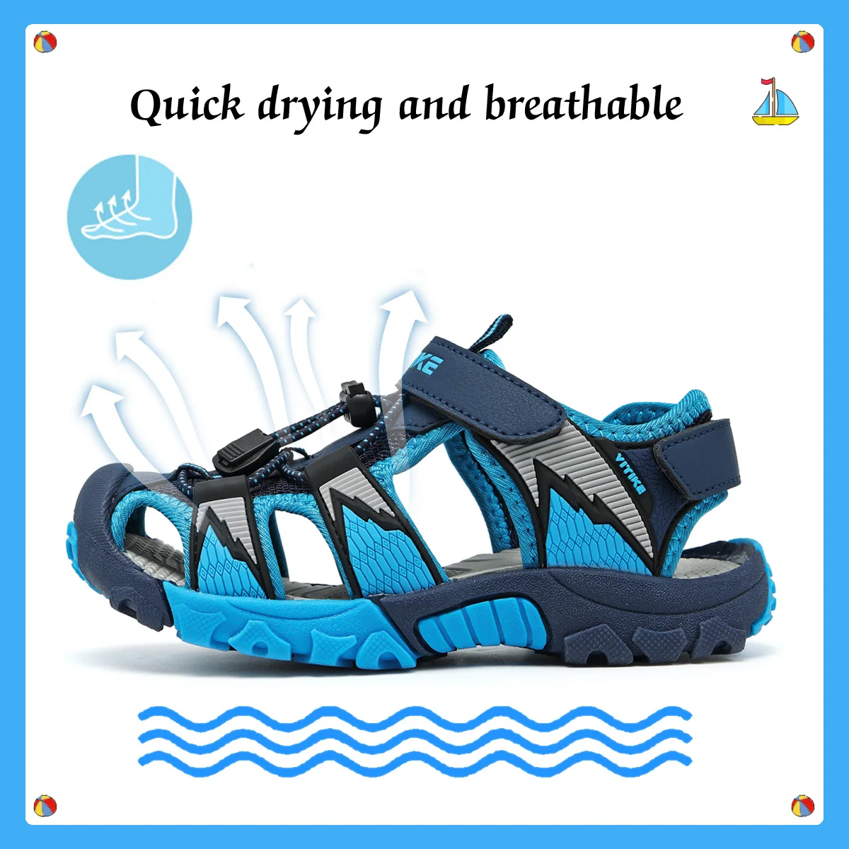 Summer Beach Sandals for Boys Comfortable Closed Toe Safty Shoes