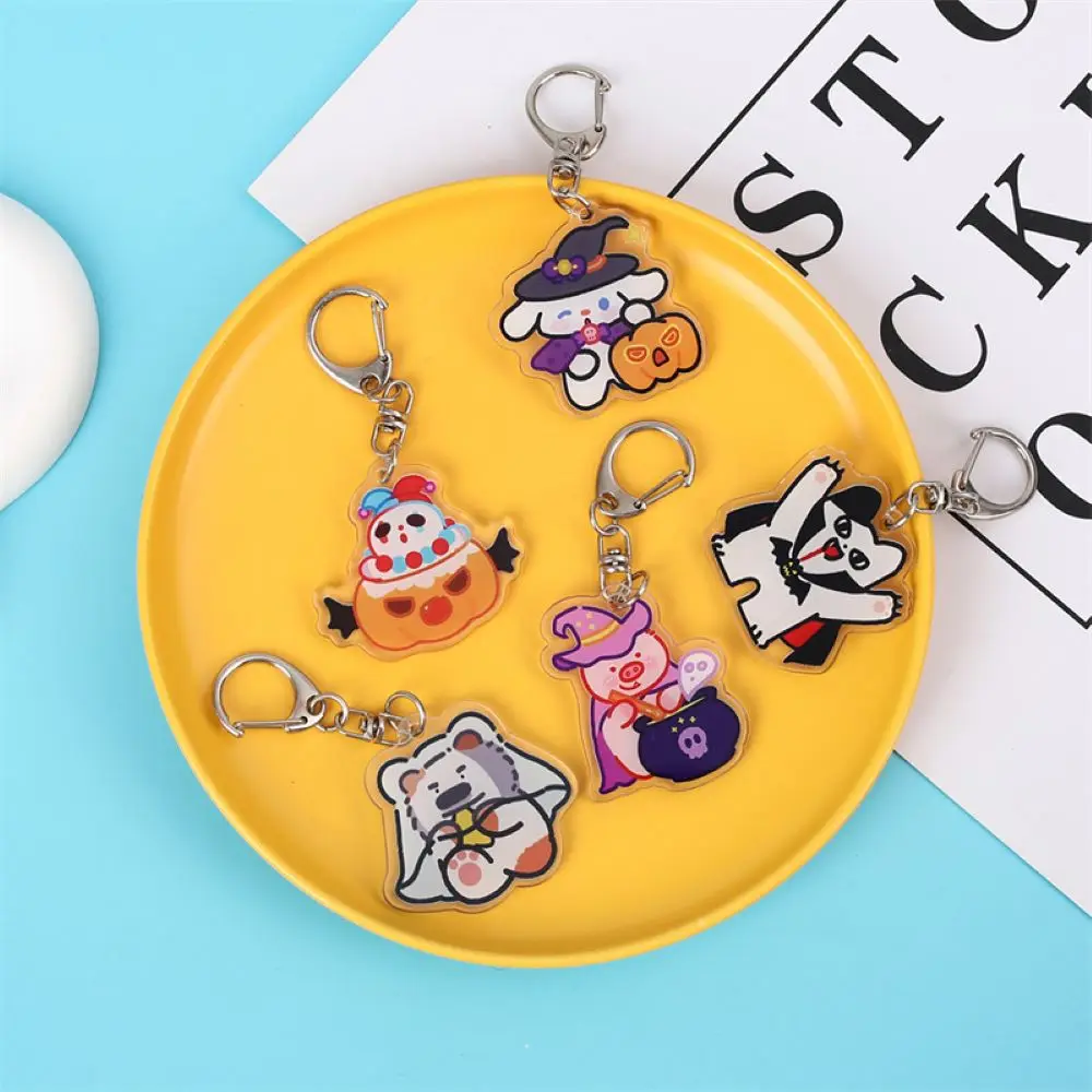 1pcs6pcsHalloween keychain Pumpkin Grimace pendant Double sided acrylic key chain Cute couple backpack Car accessory gift