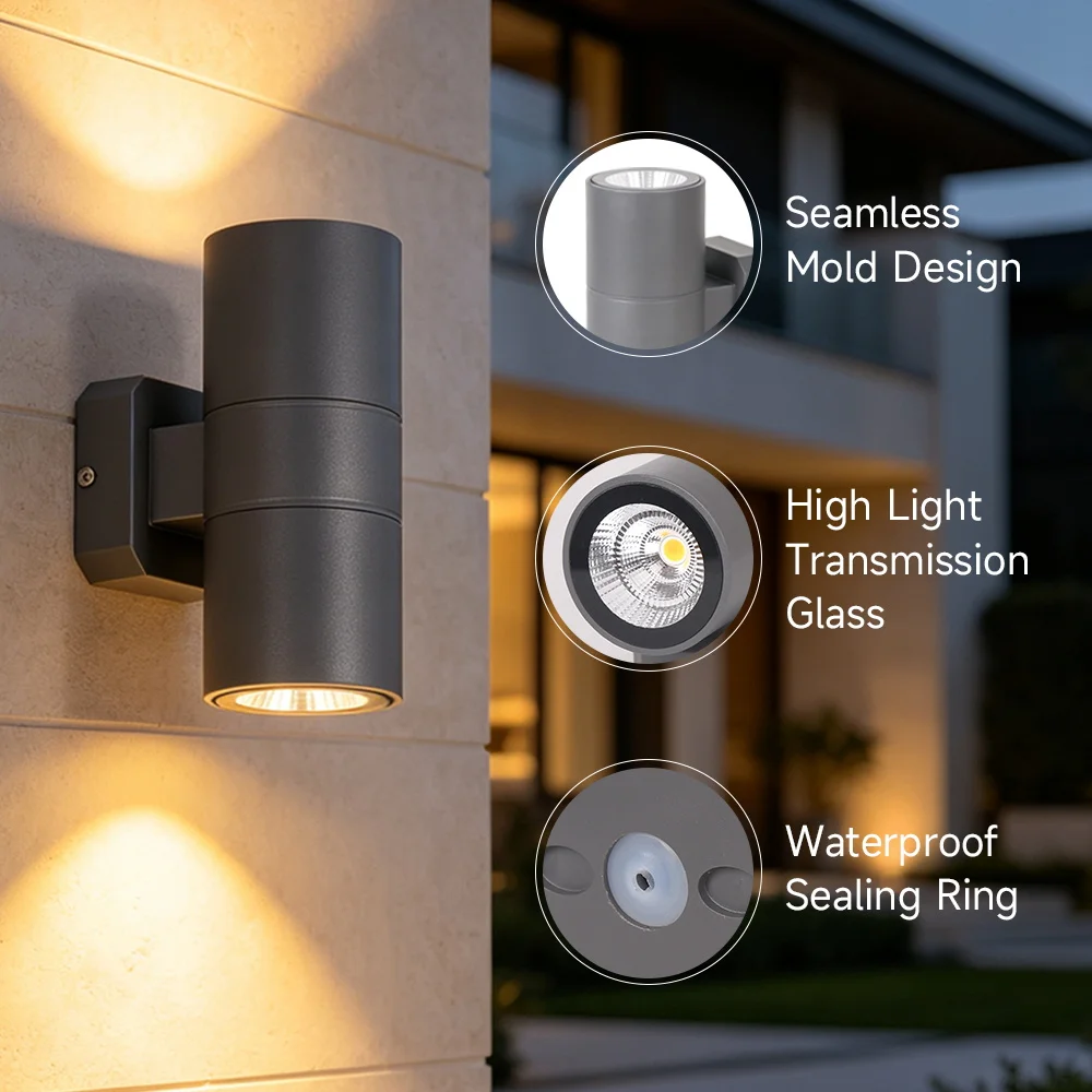 IP65 Outdoor Wall Lamp 110V 220V Waterproof LED Wall Light for Garden Courtyard Porch Doorway Home Decor Morden Up Down Sconce