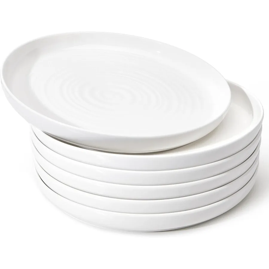 

Porcelain Dinner Plates Set of 6 10.5 Inch Dish Set Dishwasher Microwave Oven Safe Scratch Resistant Kitchen Serving Dishes Whi