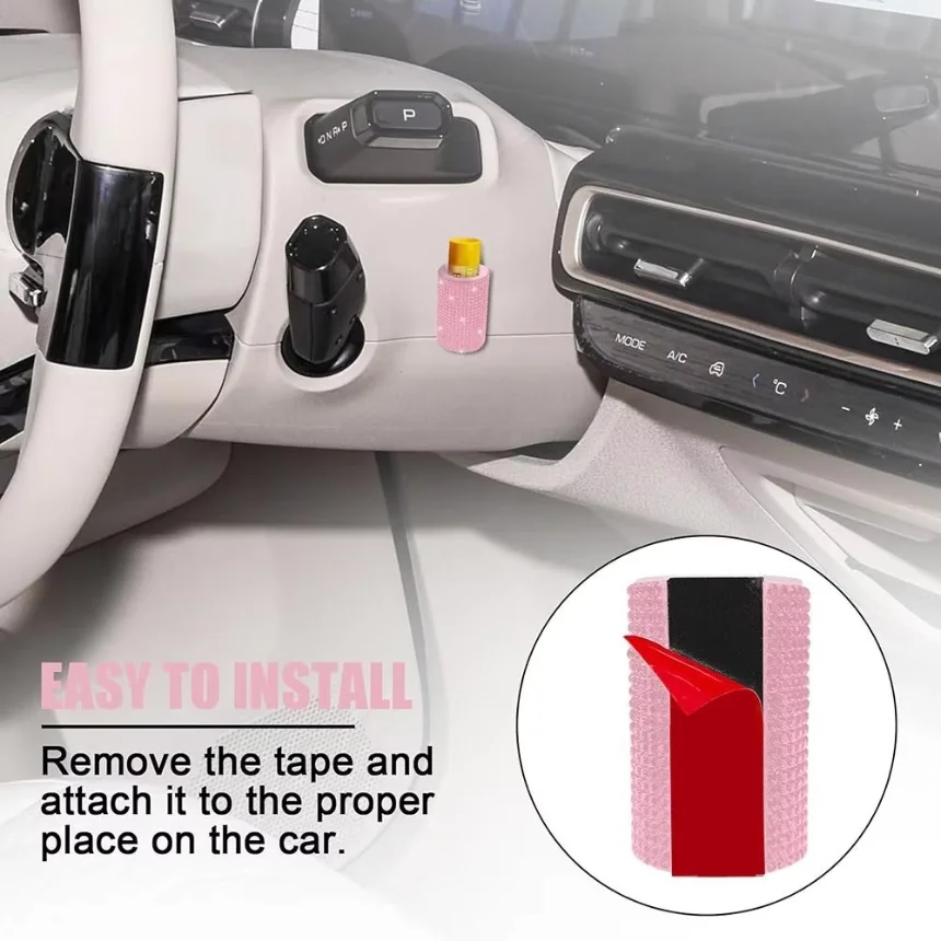 NEW Rhinestone Car Chapstick Holder Silicone Sparkling Lip Balm Holder Bling Style Cosmetic Holder Car Interior