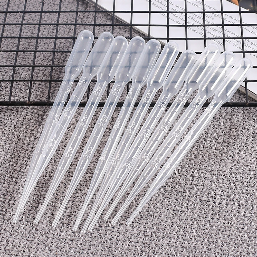 10/100Pcs Plastic Pipettes 3ml Transparent Transfer Pipette 