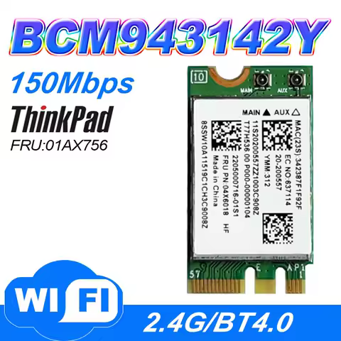 Broadcom BCM43142 1x1BN+BT4.0 PCIE M.2 WLAN For G40 G50 Z50 FRU 04X6018 20200557 WIFI card