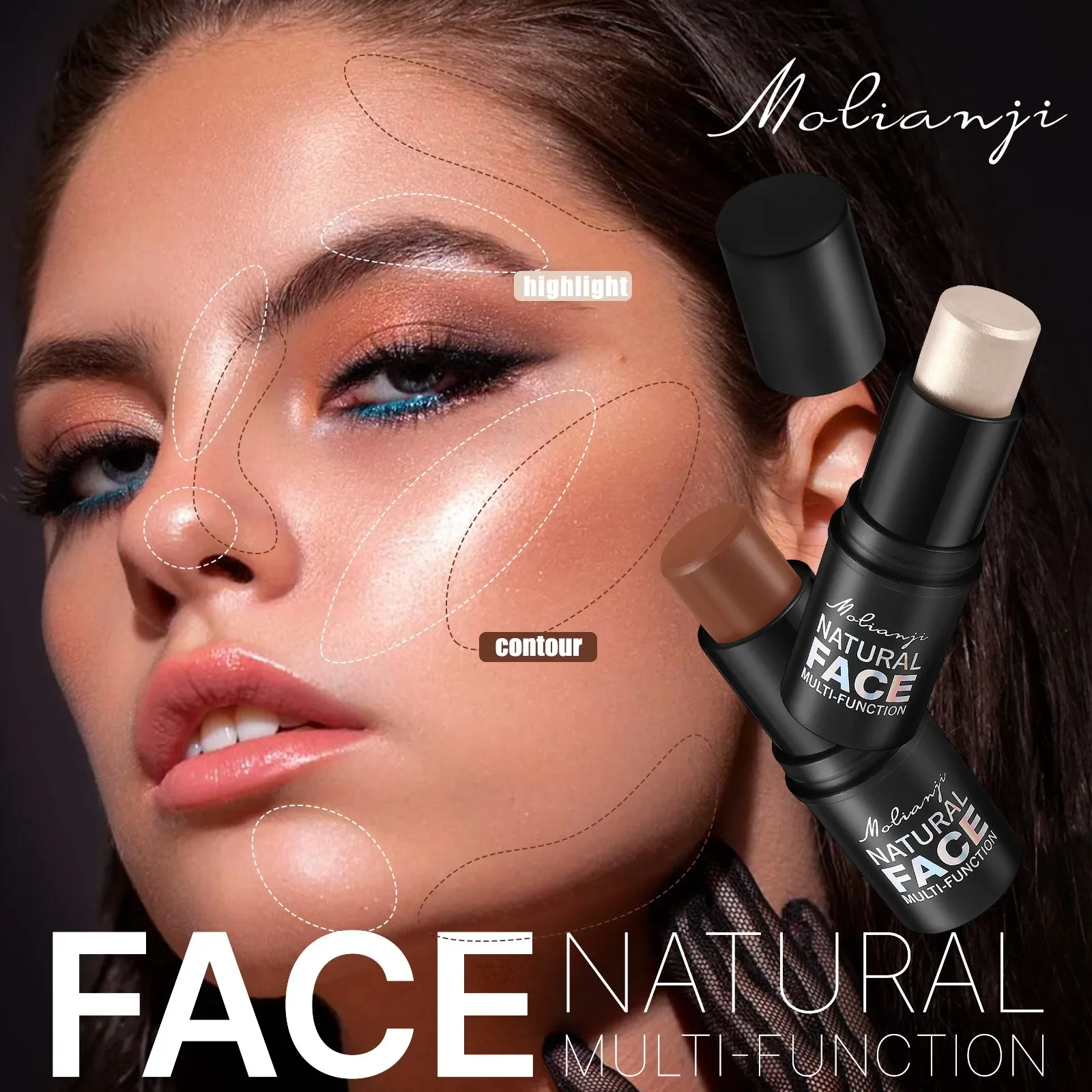 3 IN 1 Blush Eye Shadow  stick waterproof makeup Bloom Long-lasting All Day 6 COLORs Makeup Product for Enhanced Beauty