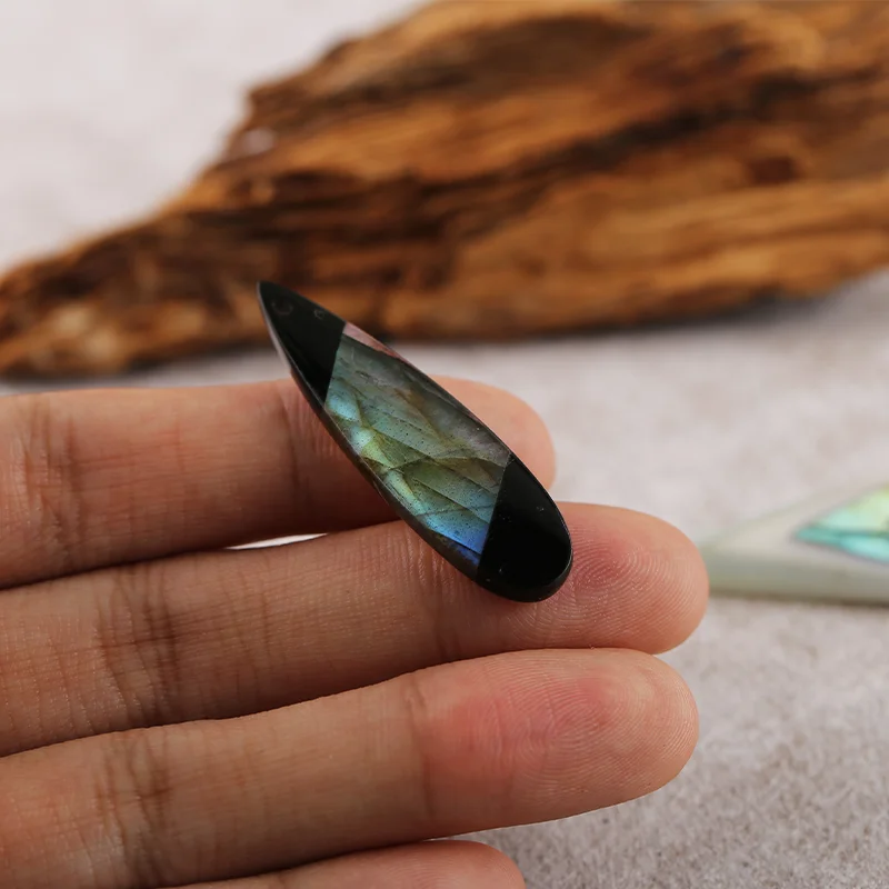 Natural Stone Gemstone Pendant BeadLimited Edition - High-grade Labradorite Combination Set Jewelry DIY Making 29x18x3mm 5g