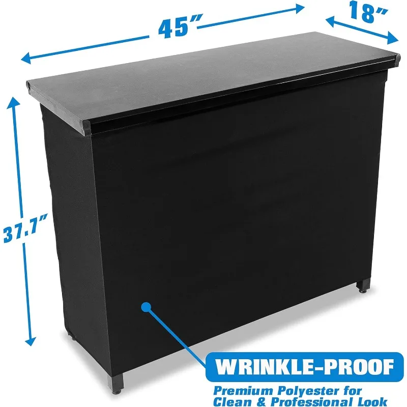 Commercial Grade Portable Bar Table -Black Skirt and Carry Case - Standard or LED, 45 x 18 x 38，home.