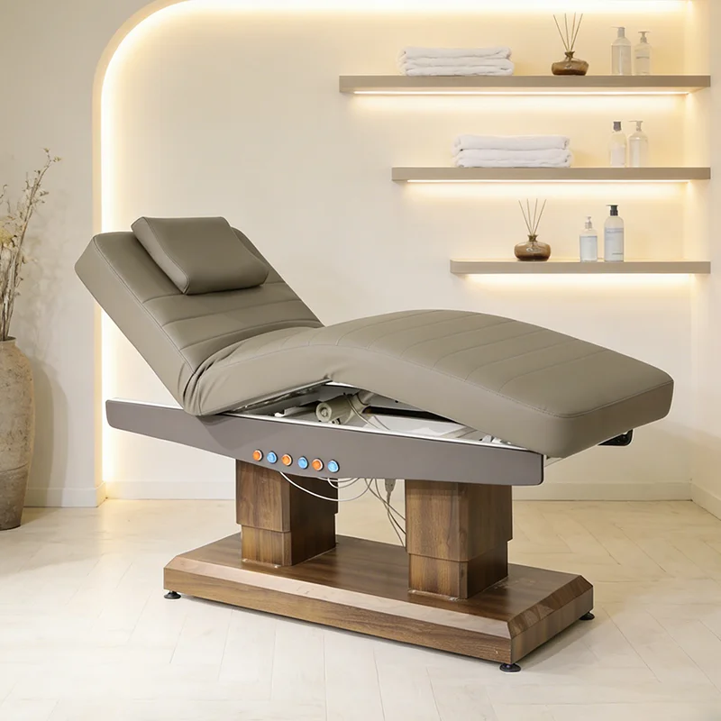 3 Motor Electric Massage Table, Adjustable PVC Leather Facial Spa Bed, Esthetician Bed for Physical Therapy, Salon Furniture