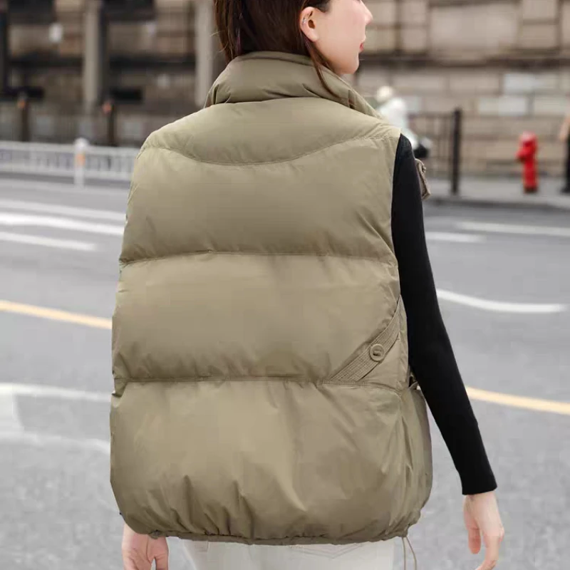 Duck Down Vest Jacket, Thin Short Section, Warm Pocket Vest, Fall and Winter Wear, Fashion Vest, 2024