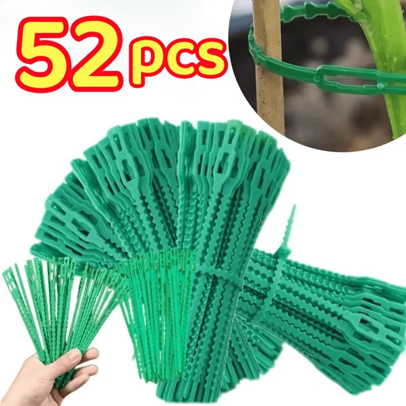 52Pcs Extra Long 6.69 Inch Reusable Adjustable Plastic Plant Ties Flexible Garden Clips for Vine Tomato Climbing Tree Stem Outdo