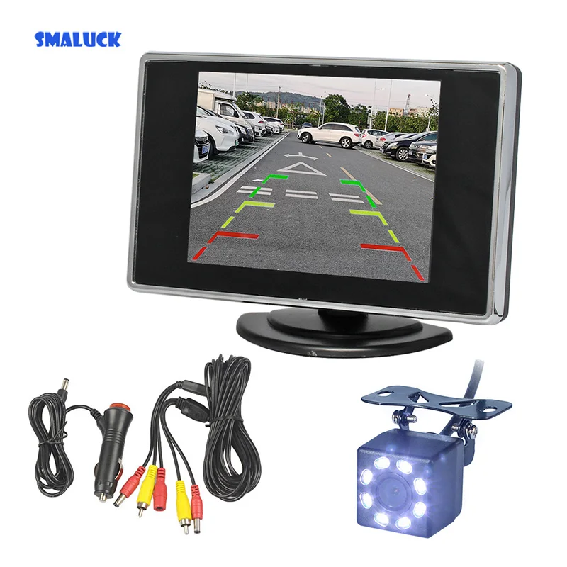 

SMALUCK Wire 3.5inch TFT LCD Backup HD Car Monitor Rear View Car LED Camera Kit Reversing Auto Parking Assistance System