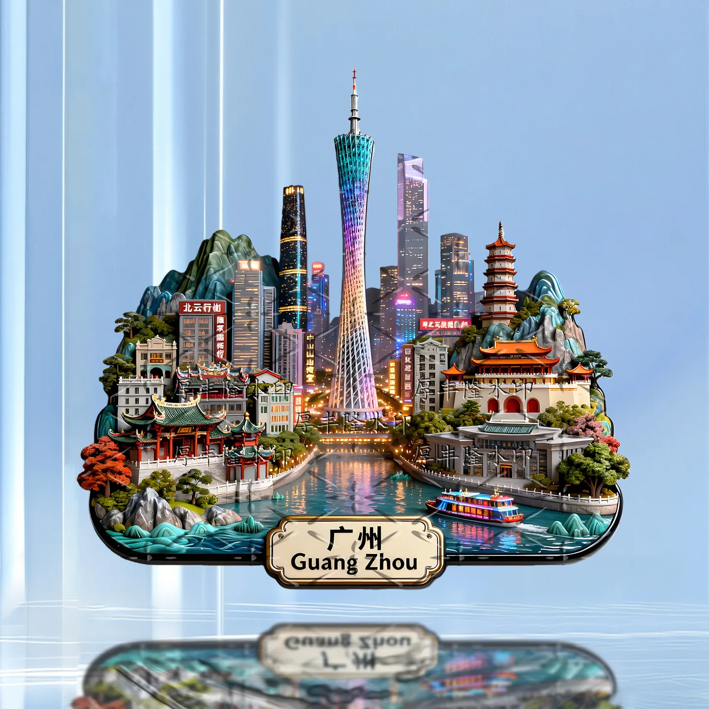 Guangzhou Canton Tower Metal Magnetic Fridge Magnet Creative Travel Souvenir Gift