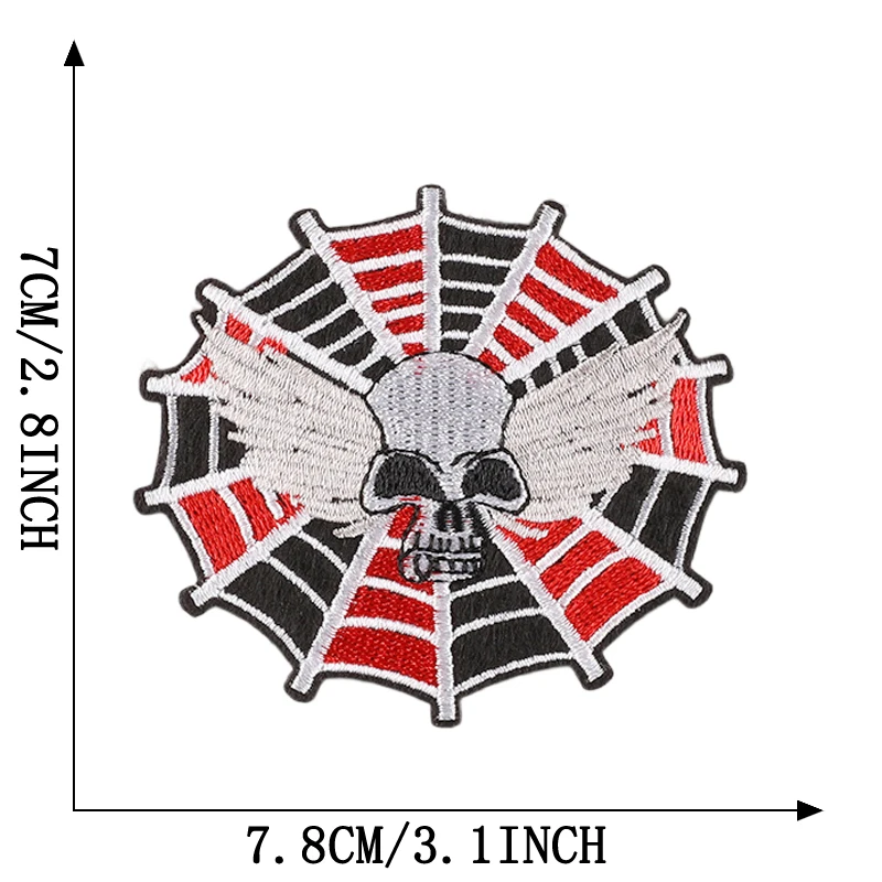 Patch Thermo collant Rock Punk Feuer Blitz Schädel für Kleidung Eisen auf Puffer Jacke Designer gestickte Nähen Abzeichen Rucksack a – Detail 12