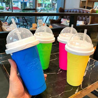 Silicone Slushy Maker Cup Smoothies Squeeze Cup Quick Frozen Ice Cube Maker with Lid Summer Juice Milk Ice Cream Makeing Cups
