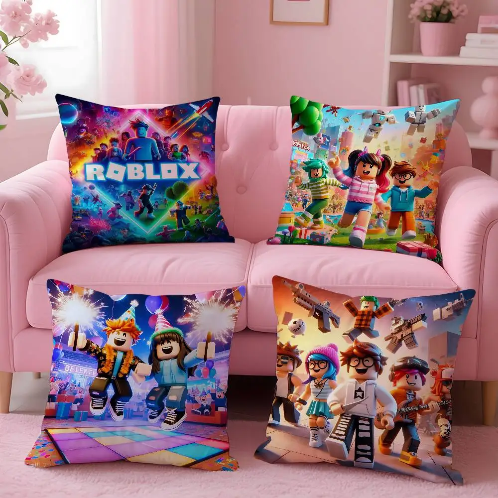 Hot Game R-Robloxs-X Cool Pillow Case Anti-dustmite Pillowcase Invisible zipper silky short plush Sofa cushion cover