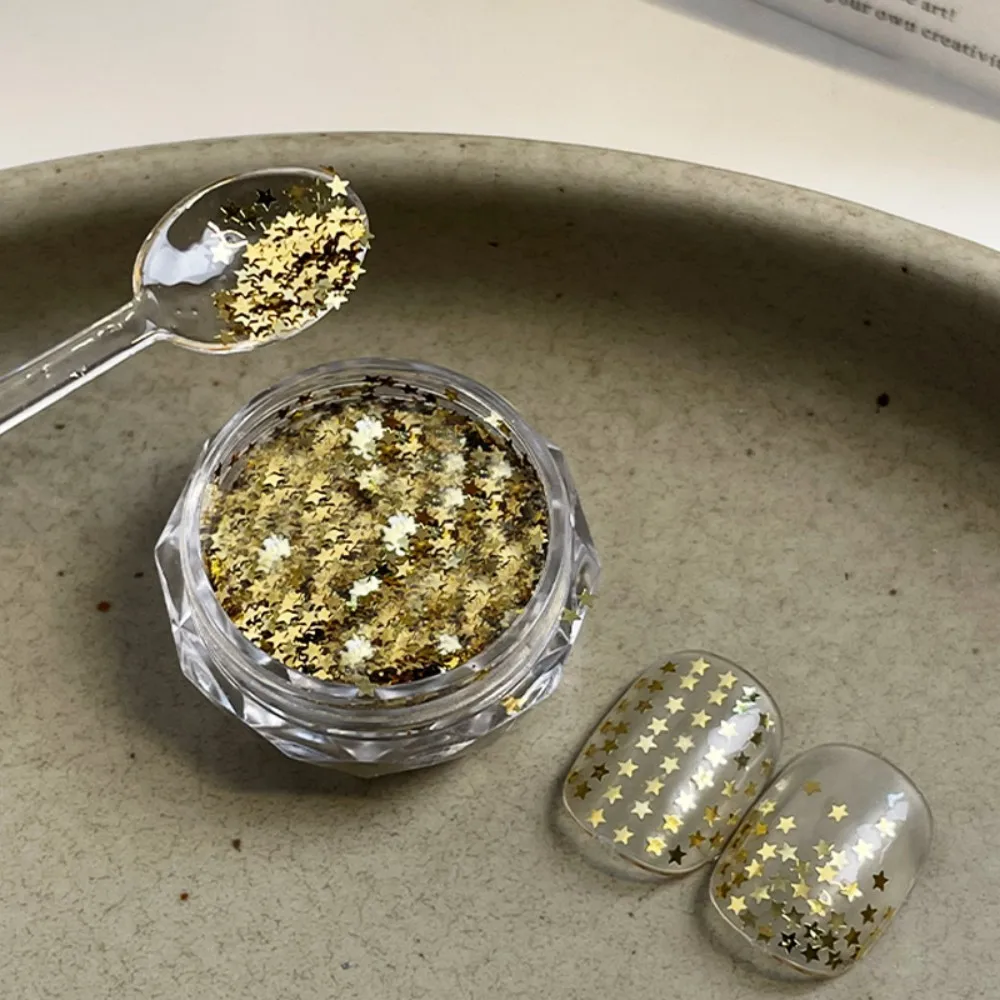 Mini funkelnder Stern-Nagelglitzer, niedliche Nageldekoration, DIY-Nagelkunst-Zubehör für Salon-Design oder Heimgebrauch, Silber, Gold, bunt