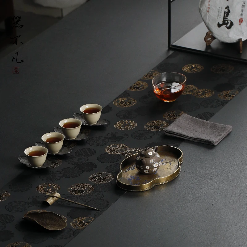 Non-Slip Tea Mat New Chinese Style Zen Table Runner High-End Tablecloth Strip Towel Cloth