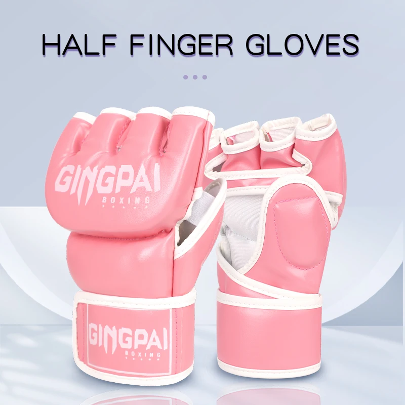 

GINGPAI Half Finger New Grappling MMA Gloves PU Punching Bag Boxing Gloves Top Quality MMA Half Fighting Competition Gloves