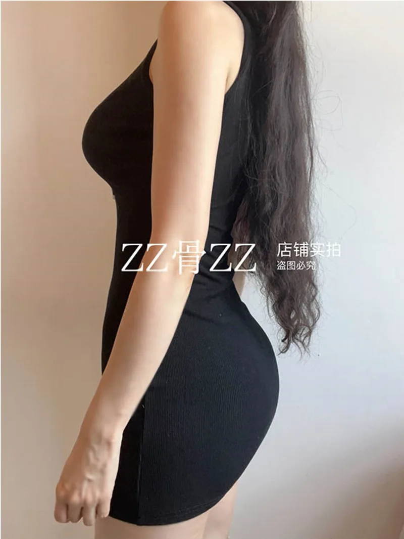 New Street Sweet Cool Style Stand Collar Zipper Solid Color Casual Tank Top Dress Elegant Fashion Nightclub Korea Tops IL2K